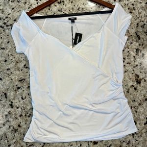 Express silky off the shoulder ruched tee NWT L